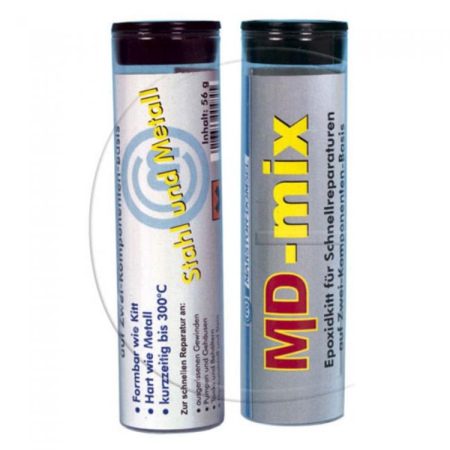 MD-Mix Stahl, Epoxyharz Reparatur-Kitt / Gewicht = 56,00 g - MD-Mix repariert Fehlbohrungen, Risse und ausgebrochene Gewinde…