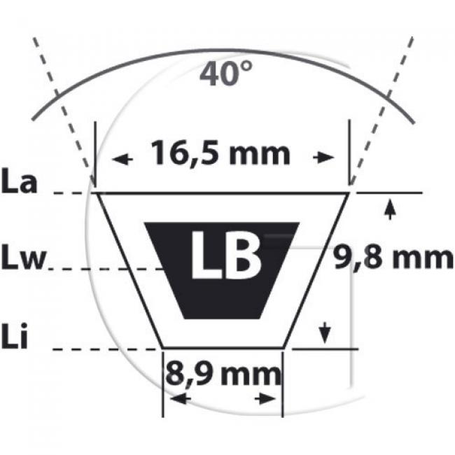 Riemen - LB / L = 1385 Li / B = 16,5 mm / Typ = OLB56 - Empfohlen zum Einsatz bei Rückenspannrollen