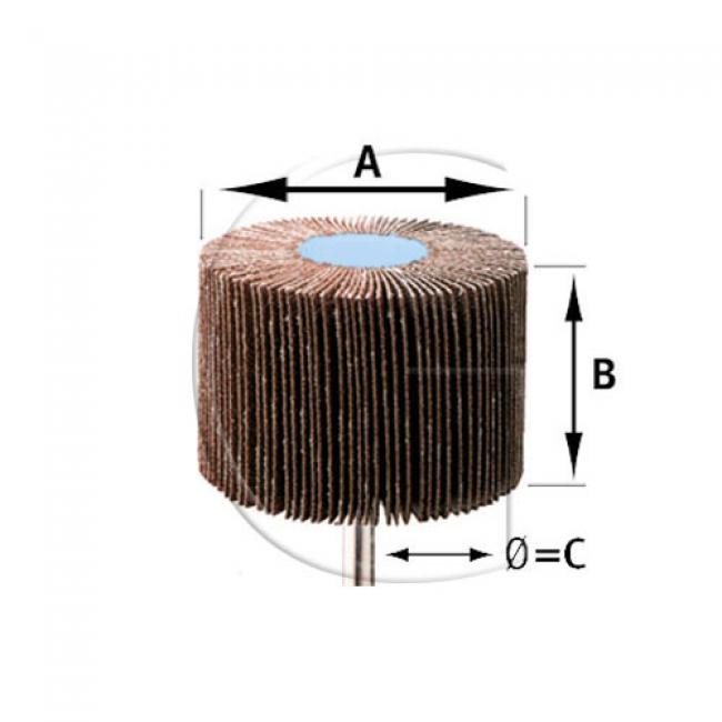 Schleifmop für winkelschleifer / Körnung = 80 / Ø = 40 mm / H = 15 mm / Ø Achse = 6 mm / U/min = 18...