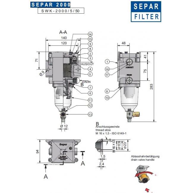 SEPAR SWK 2000/5/50 Wasserabscheider & Filter für leichte Dieselkraftstoffe