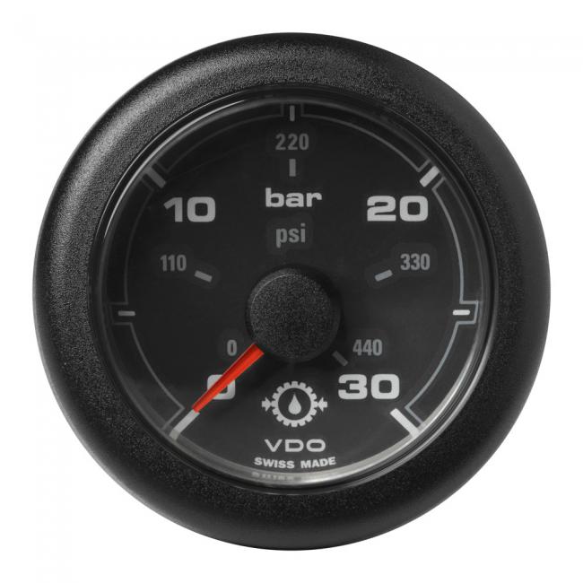 VDO-OceanLink Getriebeöldruck-Anzeige Ø52mm 30 bar/440 psi-Low/High (440 psi) 12-24V schwarz oder weiß