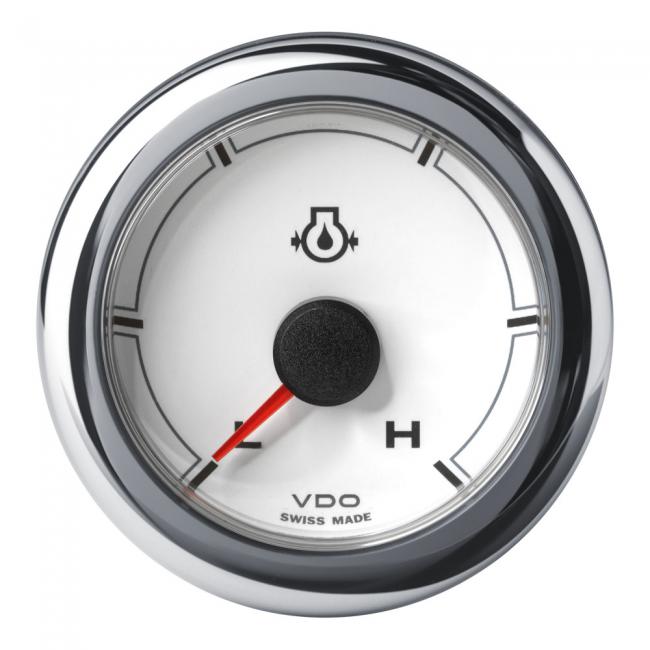 VDO-OceanLink Motoröldruck-Anzeige Ø52mm 10 bar/150 psi-Low/High (150 psi) 12-24V schwarz oder weiß