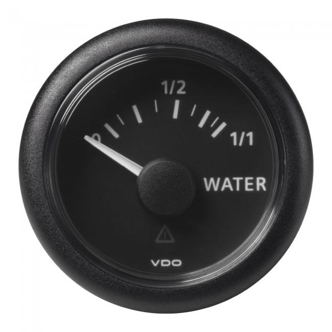 VDO-ViewLine Füllstandsanzeiger Frischwasser (kapazitiv) Ø52mm 0-1/1 8-32V 4-20mA schwarz oder weiß