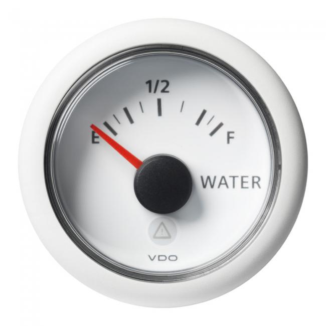 VDO-ViewLine Füllstandsanzeiger Frischwasser (resistiv) Ø52mm 0-1/1-Empty-Full 8-32V 3-180 Ohm schwarz oder weiß
