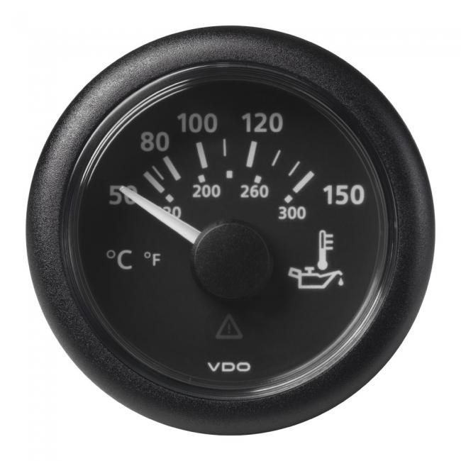 VDO-ViewLine Motoröl-Temperaturanzeiger Ø52mm 50°C-150°C/120°F-300°F 8-32V 322,8 – 18,6 Ohm schwarz oder weiß