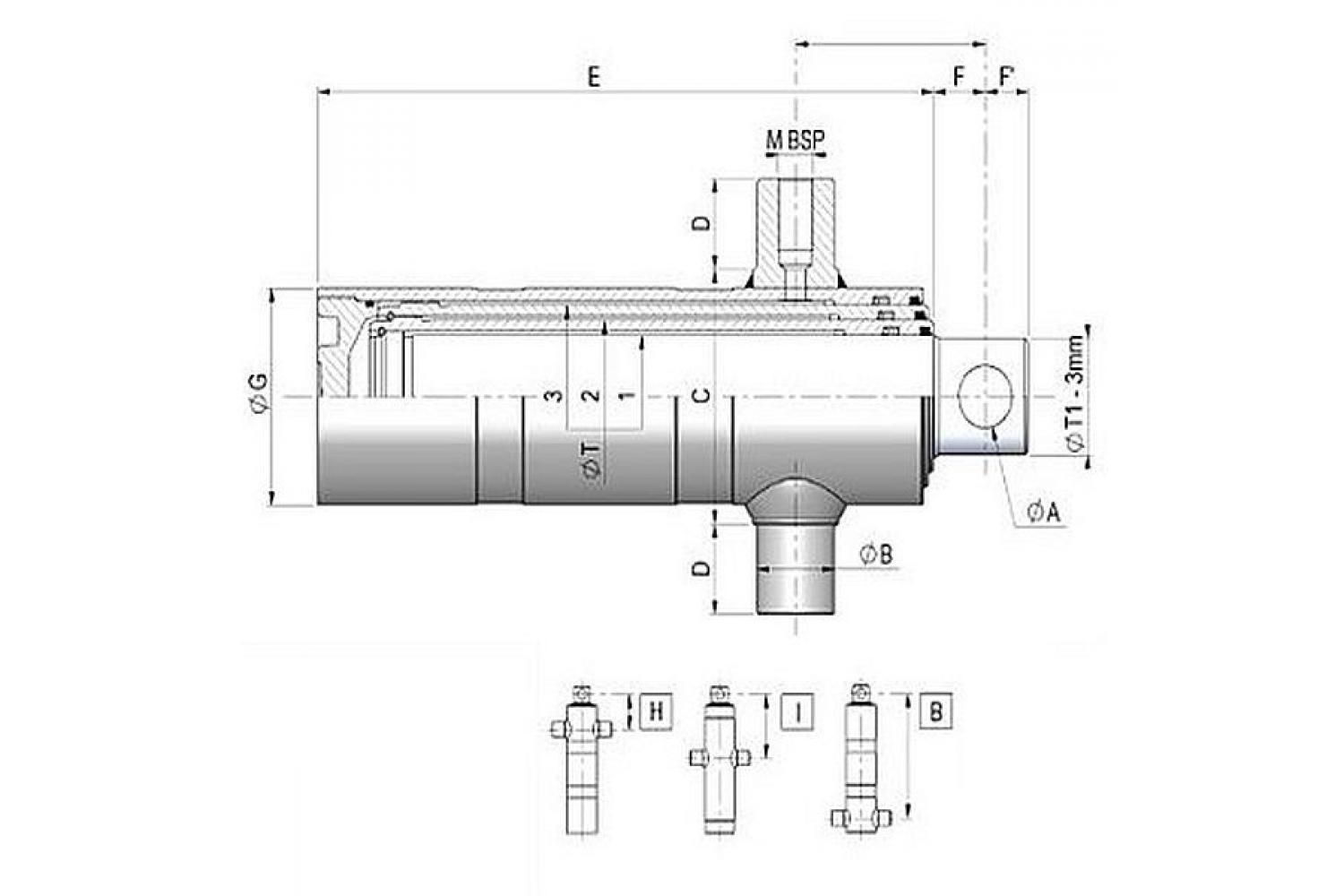 5.2 t  zylinder Hydraulikzylinder Teleskopzylinder  2-stufig Hub 895mm 