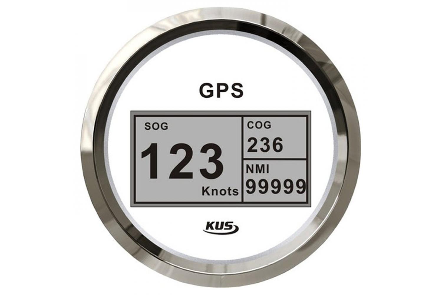 KUS GPS Digital Geschwindigkeitsmesser Speedometer Tachometer 85mm SOG COG  - weiss