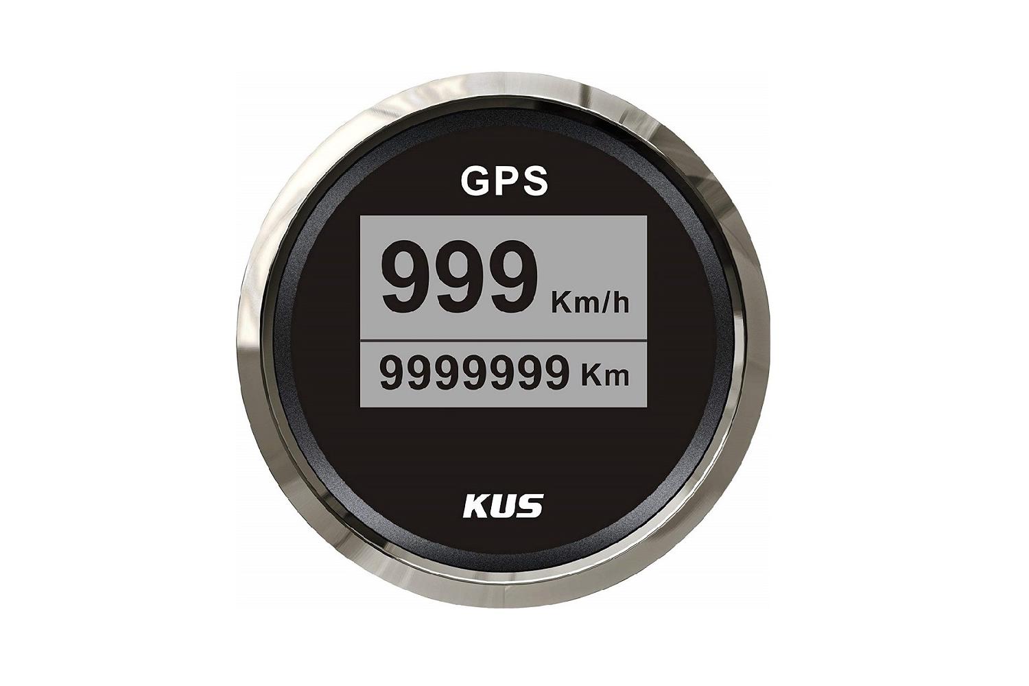KUS GPS Tachometer 0-999 km/h Edelstahllünette in ansprechender Optik -  weiss