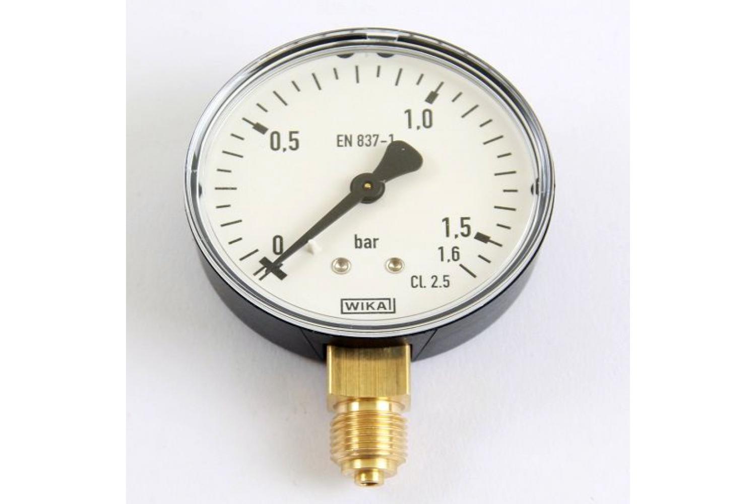 HELO 0-4 bar Manometer senkrecht aus Messing im Metallgehäuse Ø 50 mm Druckluft Manometer/Vakuummeter 1/4 Anschluss unten