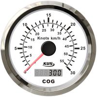 KUS GPS Geschwindigkeitsmesser Speedometer 30kn 55km/h digitalem Kompass - weiss