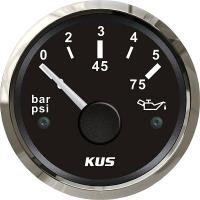 KUS Öldruckanzeige Öldruckmesser 12/24Volt 0-5bar 10-184Ohm Edelstahl-schwarz